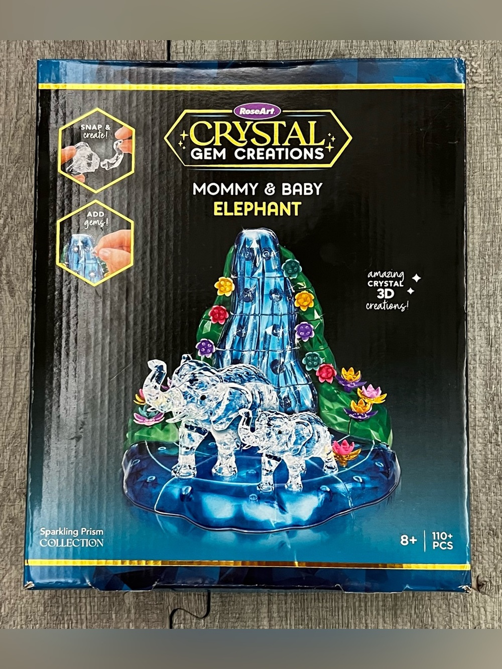 RoseArt Crystal Gem Creations Mommy & Baby Elephant 3D Craft Kit 110+ pcs